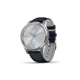 Смарт-годинник Garmin vivomove Luxe, S/E EU, Silver, Navy, Leather (010-02241-20)