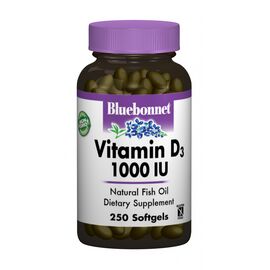 Витамин Bluebonnet Nutrition Витамин D3 1000IU, 250 желатиновых капсул (BLB0309)