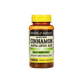 Антиоксидант Mason Natural Кориця з альфа-ліпоєвою кислотою, Cinnamon Alpha Lipoic Acid, 60 кап. (MAV-16555)