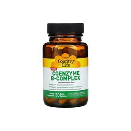 Антиоксидант Country Life Коэнзим В-Комплекса, Coenzyme B-Complex, 30 вегетарианских капс (CLF6417)