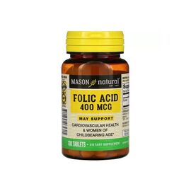 Антиоксидант Mason Natural Фолиевая кислота 400 мкг, Folic Acid, 100 таблеток (MAV-06531)