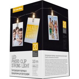 Гирлянда ColorWay 20 LED, 3м, с прищепками (CW-LCP-20L30B)