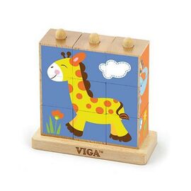 Развивающая игрушка Viga Toys Пазл-кубики вертикальный Сафари (50834)