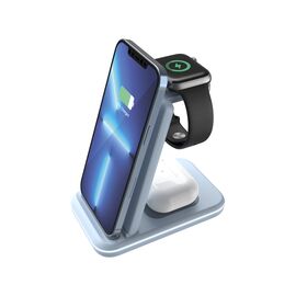 Зарядное устройство Canyon WS-304 Foldable 3in1 Wireless charger Blue (CNS-WCS304BL)