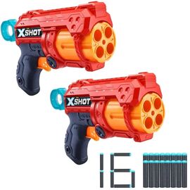 Іграшкова зброя Zuru X-Shot Red Набір швидкострільних бластерів EXCEL Reflex Double (2 бластера, 3 банки, 16 патронів (36434R)