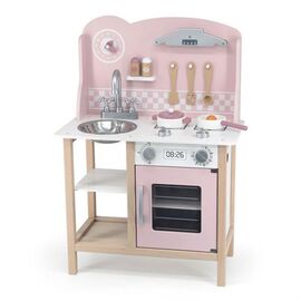 Игровой набор Viga Toys кухня из дерева с аксессуарами PolarB розовая (44046)