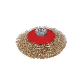 Щетка для электроинструмента Sigma проволочная конусообразная 115мм М14x2мм латунированная 9016111 (9016111)