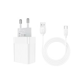 Зарядное устройство BOROFONE BA47A Mighty speed single port QC3.0 3A + Type-C cable White (BA47ACW)