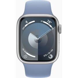 Смарт-часы Apple Watch Series 9 GPS 41mm Silver Aluminium Case with Storm Blue Sport Band - S/M (MR903QP/A)