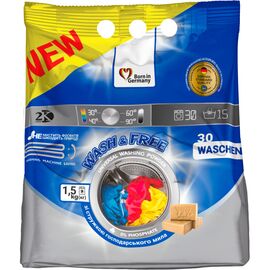 Стиральный порошок Wash&Free Universal со стружкой хозяйственного мыла 1.5 кг (4262396140616)