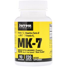 Витамин Jarrow Formulas Витамин K2 в форме MK-7, 90 мкг, MK-7, Vitamin K2 as MK-7, (JRW-30007)