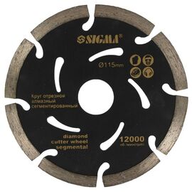 Круг отрезной Sigma алмазный сегментированный 115x22.2мм, 12000об/мин (1922321)