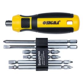 Отвертка Sigma с двухсторонними битами 6в1 + адаптер CrV Mega (4009711)