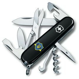 Ніж Victorinox Climber Ukraine Тризуб на щиті зі стрічкою (1.3703.3_T1070u)