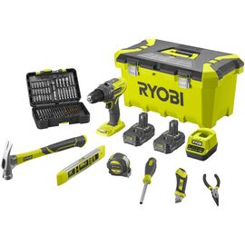 Шуруповерт Ryobi R18PD3-220TAH, ONE+, 2x2Ah, набір ручного інструменту, кейс (5133005506)
