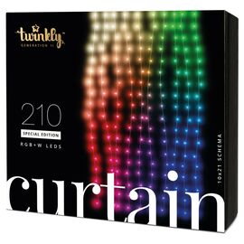 Гірлянда Twinkly Smart LED Curtain,Wall RGBW 210, BT+WiFi, Gen II, IP44 кабел (TWW210SPP-TEU)