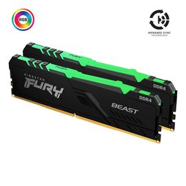 Модуль пам'яті для комп'ютера DDR4 32GB (2x16GB) 2666 MHz Fury Beast RGB Kingston Fury (ex.HyperX) (KF426C16BB1AK2/32)