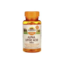 Антиоксидант Sundown Альфа-липоевая кислота, 600 мг, Alpha Lipoic Acid, Sundown Naturals, 60 кап (SDN17965)