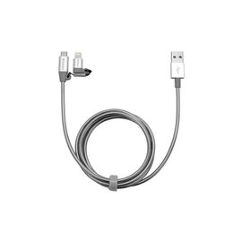 Дата кабель USB 2.0 AM to Lightning + Micro 5P 1.0m silver Verbatim (48869)