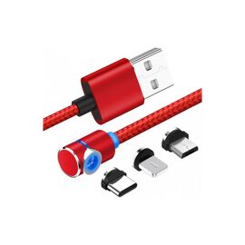 Дата кабель USB 2.0 AM to Lightning + Micro 5P + Type-C 1.0m Magneto gam XoKo (SC-370MGNT-RD)