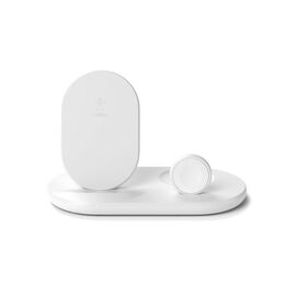 Зарядний пристрій Belkin 3-in-1 Wireless Pad/Stand/Apple Watch, white (WIZ001VFWH)