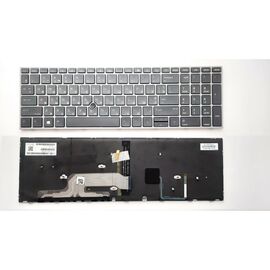 Клавіатура ноутбука HP ZBook 15 G5, 17 G5 черная с серой рамкой ТП подсв (A46160)