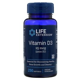 Витамин Life Extension Витамин D3, Vitamin D3, 25 мкг (1000 МЕ), 250 гелевых капсу (LEX-17512)