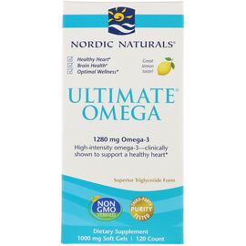 Жирные кислоты Nordic Naturals Рыбий Жир, Вкус Лимона, Ultimate Omega, Lemon, 1,280 мг, 12 (NOR-02790)