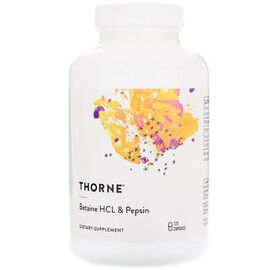 Витаминно-минеральный комплекс Thorne Research Бетаин HCL и Пепсин, Betaine HCL & Pepsin, 225 капсул (THR-41502)