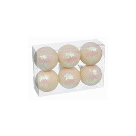 Елочная игрушка Jumi шариков с блестками, 6 шт (6 см) айвори (5900410791022)