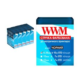 Лента к принтерам 6.35мм х 15м STD к. Black*5шт WWM (R6.15S5)
