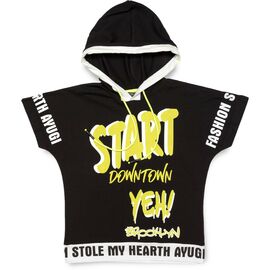 Футболка детская A-Yugi с капюшоном (7018-146G-black)