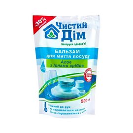 Средство для ручного мытья посуды Чистий Дім Алоэ с ионами серебра дой-пак 500 мл (4820091143679)