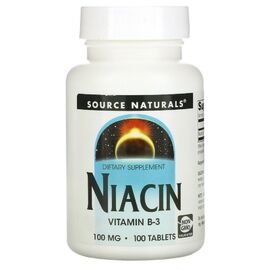 Витамин Source Naturals Ниацин, Витамин В3, 100 мг, Niacin, 100 таблеток (SN0501)
