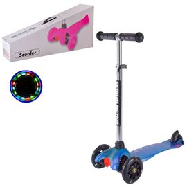 Самокат A-Toys 3 в 1, музыка, PU, LED серо-розовый (SC20111)