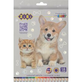Карандаши цветные ZiBi Dogs&Cats шестигранные 18 цветов (ZB.2428)