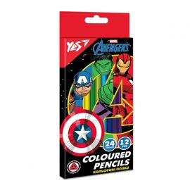Карандаши цветные Yes Marvel.Avengers двухсторонние 12 шт. 24 цв. (290678)