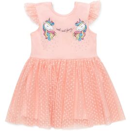 Платье POP FASHION с фатиновой юбкой с единорогами (6831-98G-peach)