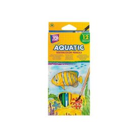 Карандаши цветные Cool For School Aquatic Extra Soft акварельные, с кистью 12 цветов (CF15157)