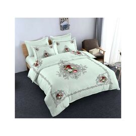 Постельное белье ШЕМ Royal Satin белая принт розы полуторный 150 х 215 (1,5 RS_біла принт троянди)