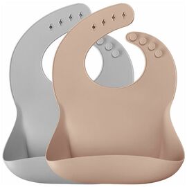 Слюнявчик MinikOiOi силиконовый 100% BASICS - Bubble Beige/Powd, 2шт (101020066)