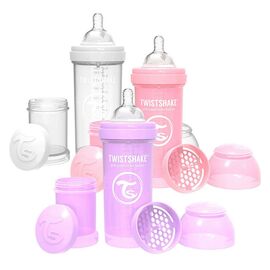Набор для кормления новорожденных Twistshake Value Pack Pink из трех антиколиковых бутылочек 260 мл (78845)