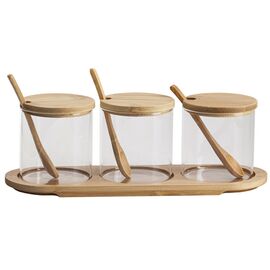 Емкость для сыпучих продуктов Viva Bamboo Набір 3 х 350 мл підставка+ложка (R350/4)