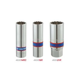 Головка торцевая KING TONY 1/2" свечная 21 мм 12-гранная с резиной (463021R)