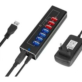 Концентратор ST-Lab 4*USB3.0 data ports + 3*2.4А charge with Power Adaptor metal (DM-UH-P407)