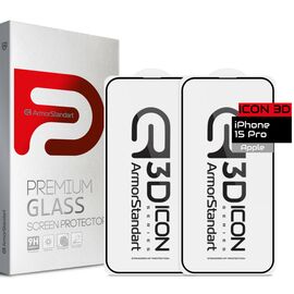 Стекло защитное Armorstandart Icon 3D iPhone 15 Pro Black 2pcs (ARM74270)