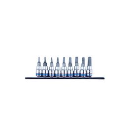 Головка торцевая KING TONY Torx 1/4" с отверстием 9 шт в держателе (2119PR)