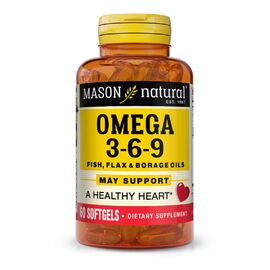 Жирні кислоти Mason Natural Потрійна Омега 3-6-9, олія риби льону та огірковика, Omega 3 (MAV16995)