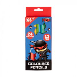 Карандаши цветные Yes Ninja (сине красный), двусторонние 12 шт. 24 цв (290749)