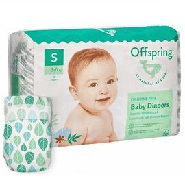 Підгузки Offspring Розмір S (3-6 кг) 48 шт, Листочки (9355465009992) (DP-OI-FAT-S48P-LEA)